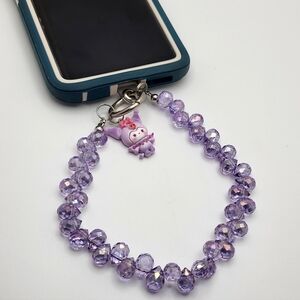 KUROMI Beaded Phone Charm Wrist Strap NEW
